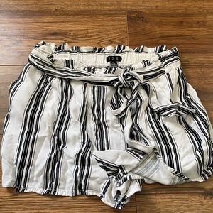 Women’s black and white striped shorts